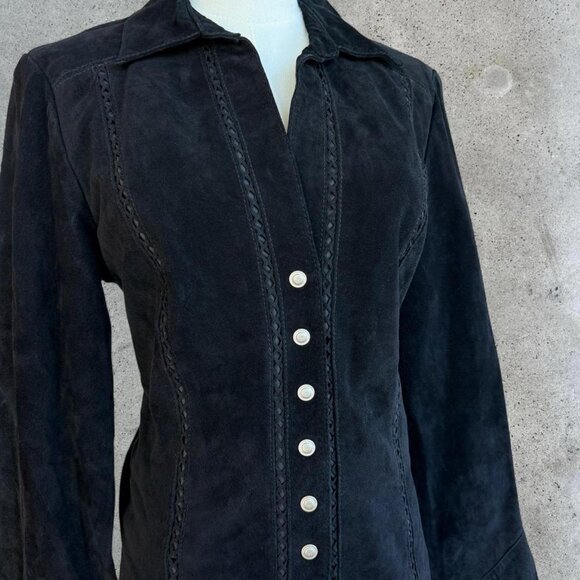Vintage black suede jacket - Picture 3 of 7